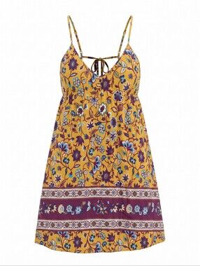 Shyanne Mustard Floral Dress Coastal Cowgirl Festival Summer Sundress Strappy